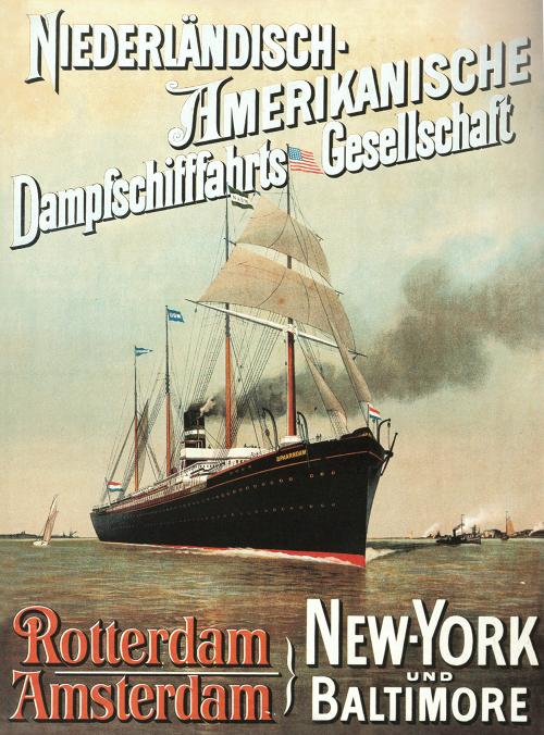 Affiche voor werving Duitse passagiers s.s. Spaarndam (1890-1901)